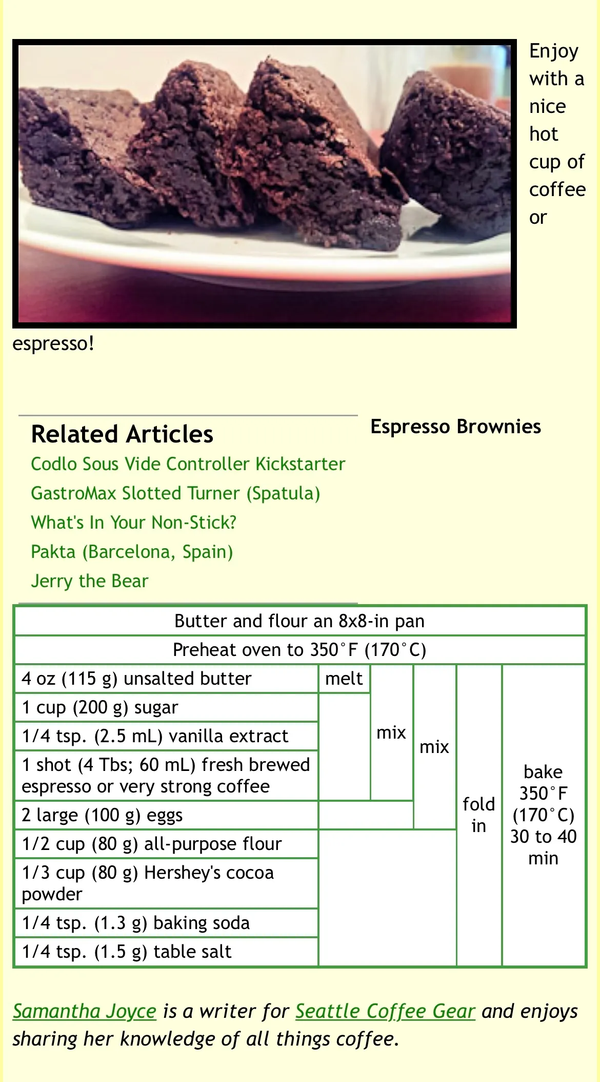 Screenshot of a recipe from the website cooking for engineers